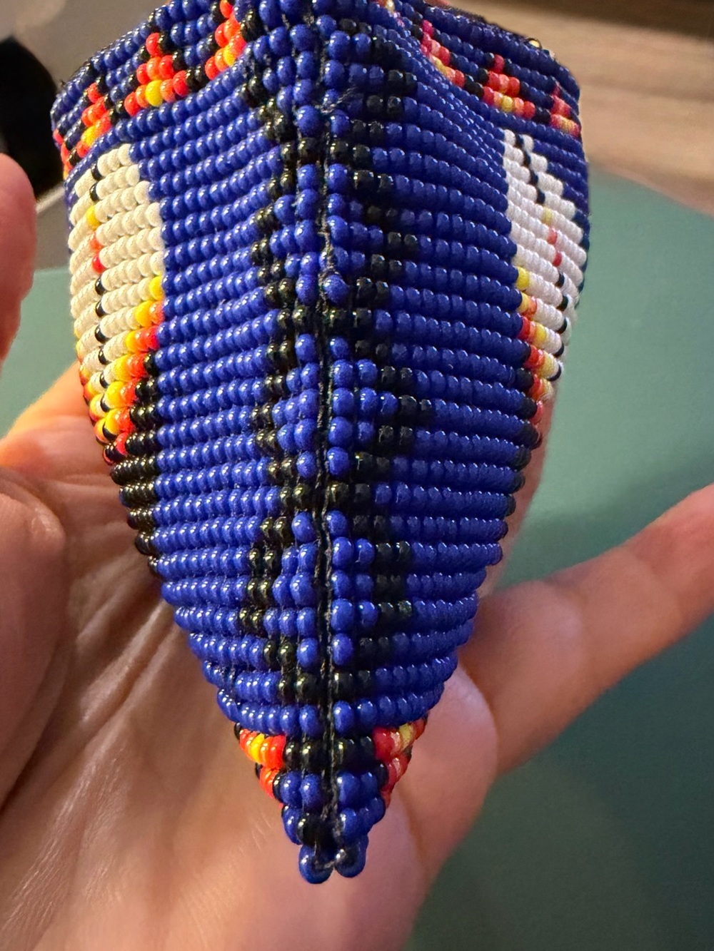 Handbeaded Blue Tribal Zip Wallet - Picture 5 of 8